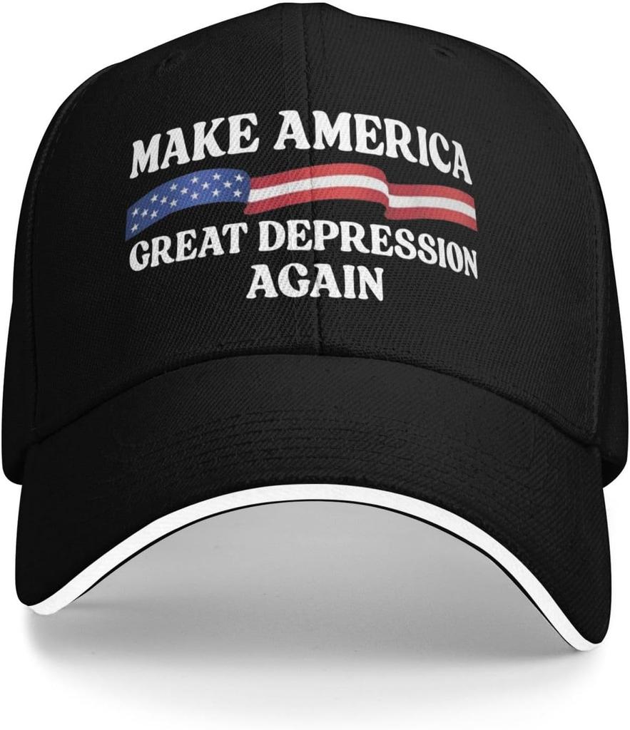 Make America Great Depression Again Polyester Baseball Cap Patriotic Political Unisex Outdoor Adjustable Hat