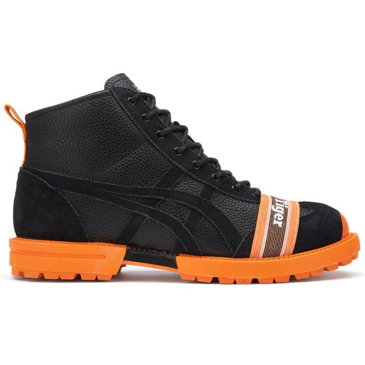 ONITSUKA TIGER Rinkan Retro Látkové Odolné Vysoké Ležérní Běžecké Boty Unisex Tenisky Černá Oranžová 1183B843-001