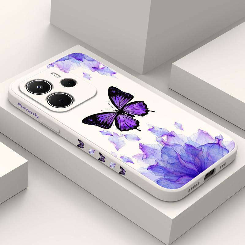 Purple Butterfly Phone Case For Xiaomi Redmi Note 14 13 12 12S 11 11S 10 10S Pro Plus 15 15C 14C 4G 5G Silicone Cover