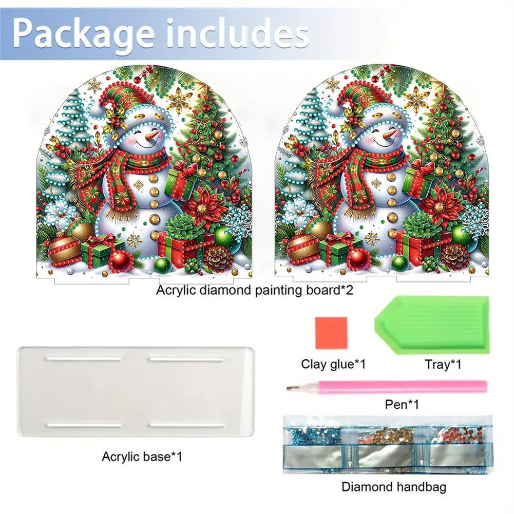 Double Sided Christmas Diamond Painting Napkin Holder DIY 5D Acrylic Diamond Painting Tabletop Paper Towel Holder Desk Ornaments