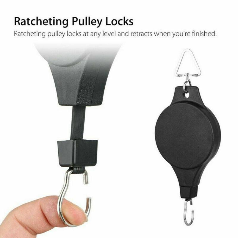 1Pc Retractable Hanging Basket Pull Down Hanger Pulley Garden Baskets Plant Pots Hanging Basin Retractable Hook Greenhouse