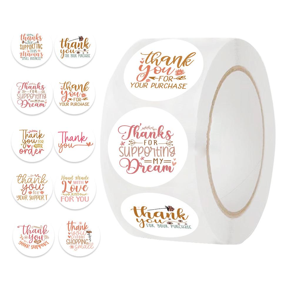 500 Photos/roll Hot-selling Tape Thank You Handbook Material Decorative Envelope Seal Sticker Dots