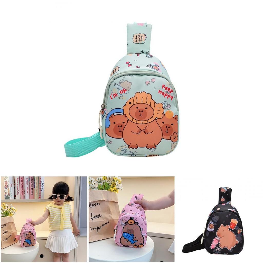 Cute Cartoon Capybara Kid Shoulder Bag With Durable Polyester Lining For Daily Activities
