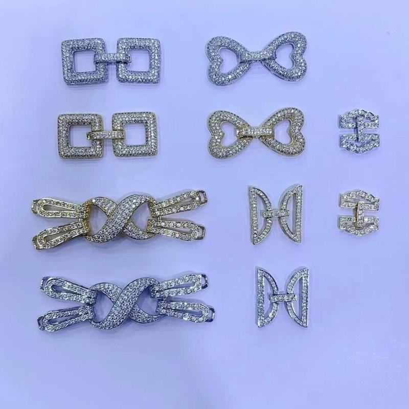 Gold Plated Copper Zirconia DIY Clasp Set Creative Jewelry Crafting Clasps with Zircon for Bracelet & Necklace DIY