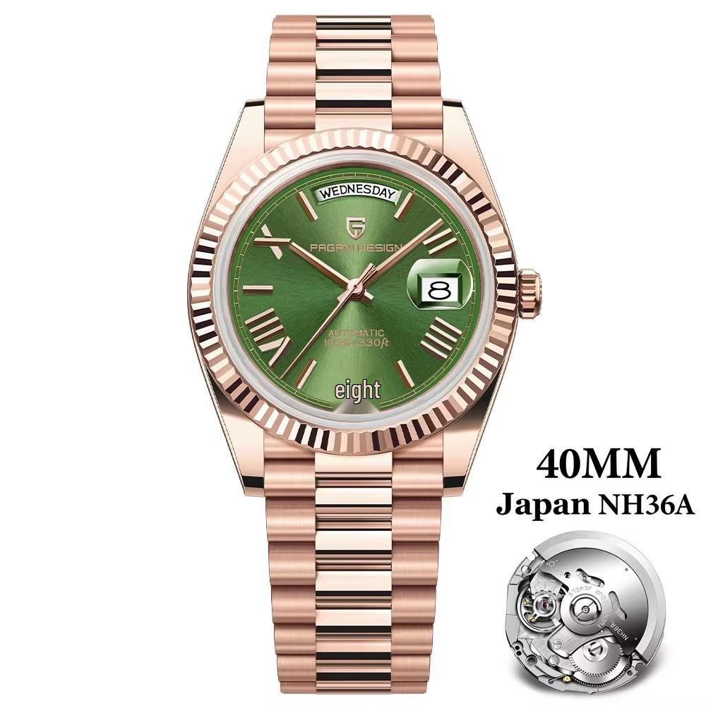 PAGANIDESIGN 40mm Men's Automatic Waterproof Wristwatch with Date and Day Display, Model 1783