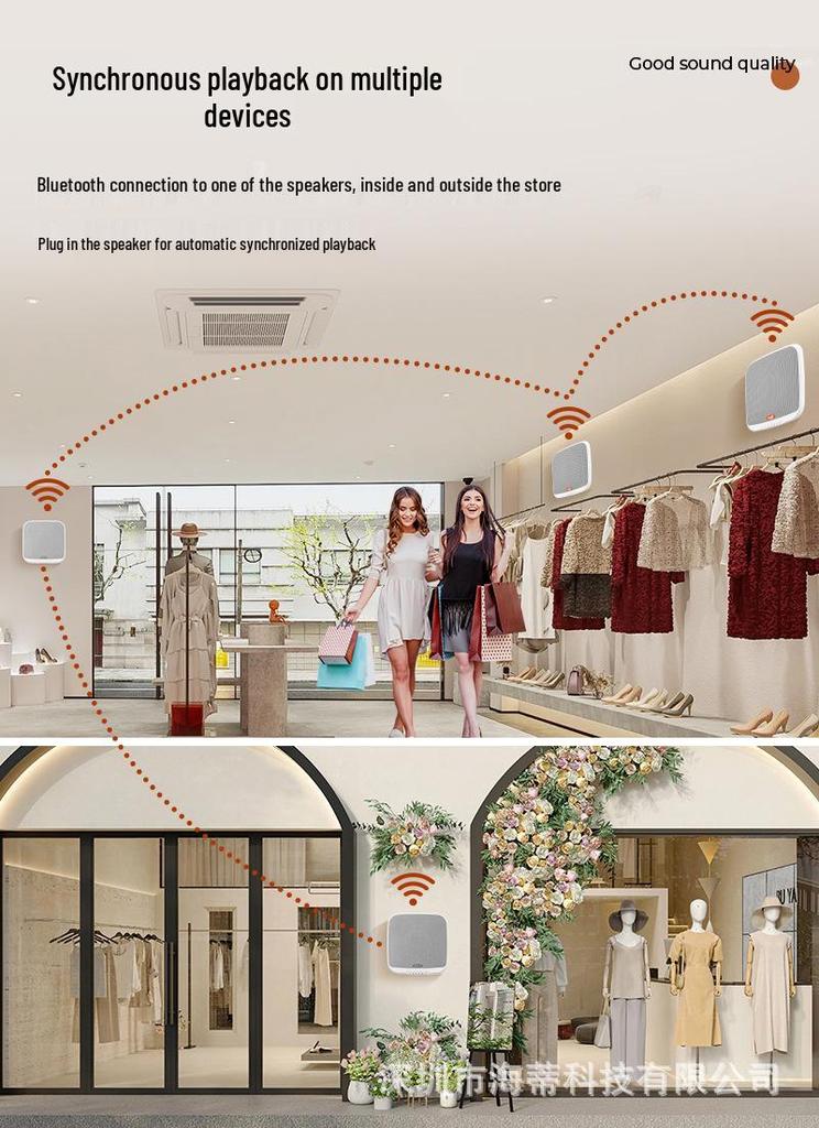 Wall-Mounted Bluetooth Speaker: Sync Multiple Speakers, No Wiring Needed for Commercial Spaces