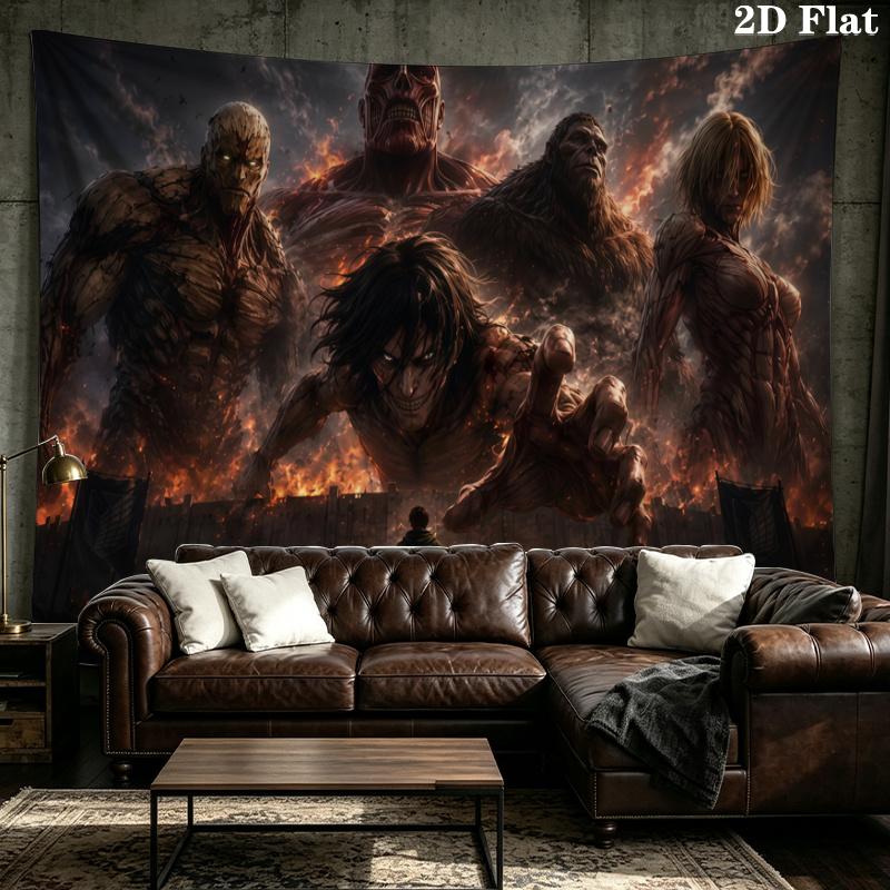 Anime Attack-on-Titan Wall Tapestry Aesthetic Wall Hanging Printed Fabric Blanket Decorative Tapestries for Bedroom Living Room Home Decor