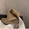 2025 Korean Style Suede Ankle Boots: Women's High Heel, Square Toe, Velvet Lined, Autumn/Winter Slimming Martin Boots