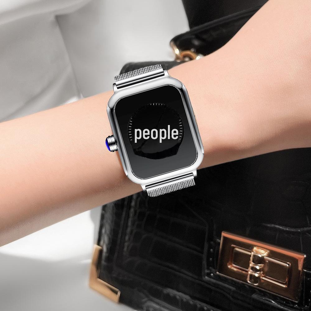 FOURRON Women's Square Quartz Fashion Watch with Milanese Steel Band