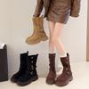 Brown Retro British Style Thick Heel Thick-soled Martin Boots Women's 2025 New Spring and Autumn Thin and Heightened Short Boots