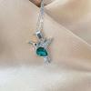 Colliers Animaux Colibri en Cristal Vintage Chaîne de Clavicule Couleur Or Mode Luxe Colliers et Pendentifs Oiseaux avec Carte en Papier