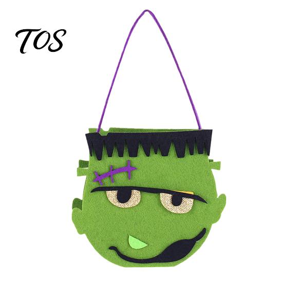 Halloween Candy Bags for Kids Felt Bag, Pumpkin Ghost Skull Cat Owl Tote Decorative Holiday Sacks Kids, Non Woven Trick or Treat Handbag, Party Favor