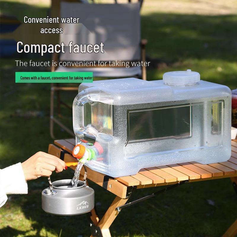 Großer transparenter Outdoor-Wassertank mit Hahn für Auto Reisen und Selbstfahrertouren.
