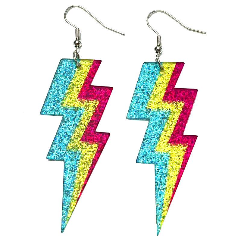 Fluorescent Shining Oil Gloss Magnetic Tape Retro Era Earrings Lightning Element Radio Women's Eye Catching Earrings Gift