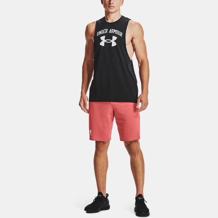 Under Armour Pánské volné prodyšné tréninkové tílko s velkým potiskem loga Černé 1365205-001