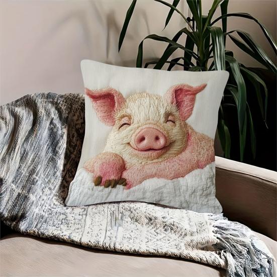 Yousheng  45x45CM Pink Pig Pillowcase Throw Pillow Cover Home Living Room Bedroom Sofa Bed Decorative Square Cushion Cover