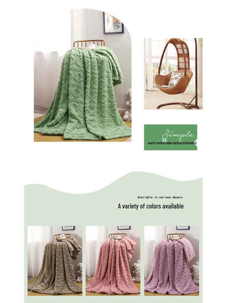 Nordic Solid Color Faux Fur Lambswool Flannel Blanket
