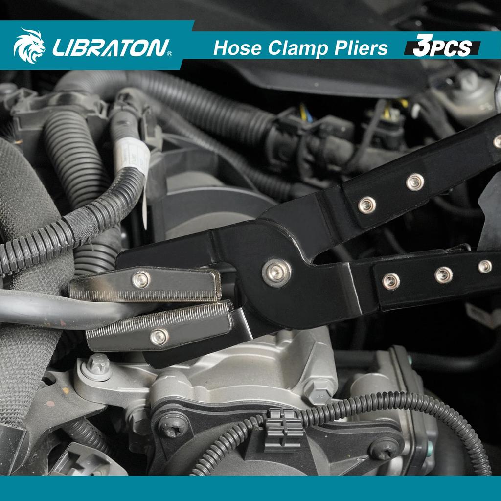 LIBRATON 3-Piece Hose Pinch-Off Pliers, Ratcheting Hose Pliers, Hose Clamp Pliers, Fuel Hose Clamp Set with Storage Bag, 8-inch, 10-inch, and 12-inch