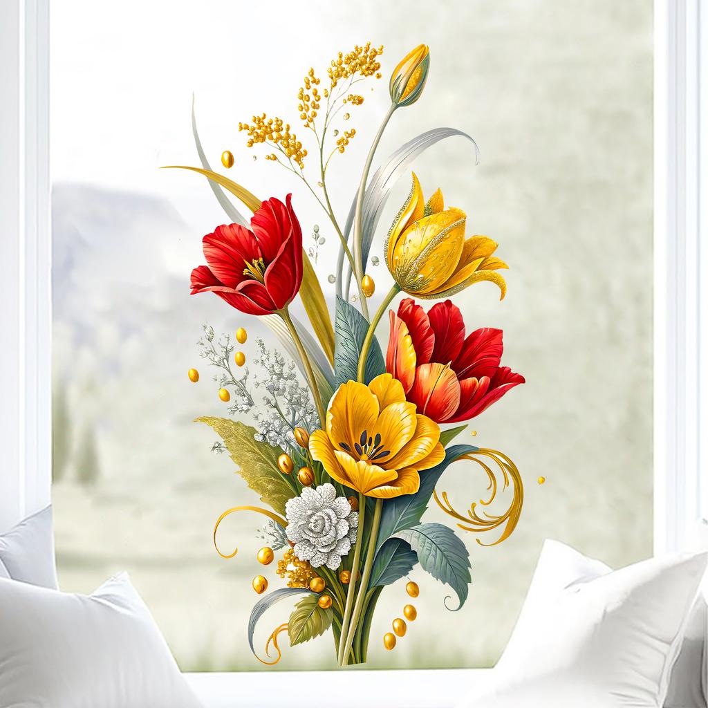 Tulip Flower Static Window Stickers for The Living Room, Bedroom and Study Yesterday