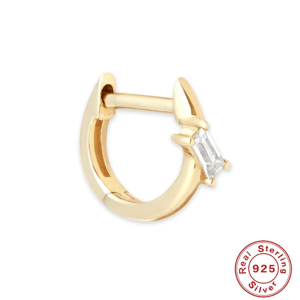 

Простые и универсальные серьги-кольца из стерлингового серебра S925 с геометрической вставкой из камня «кошачий глаз» 925 Silver