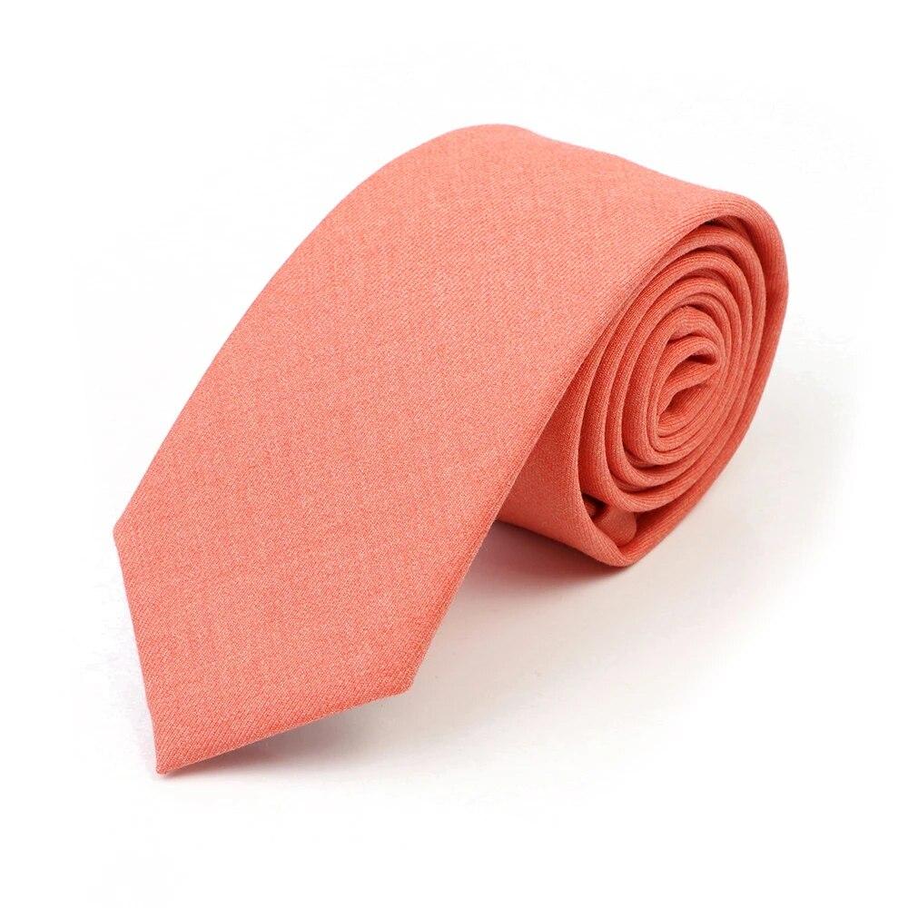 Nowy Macarons Jednokolorowy krawat męski 100% bawełniany krawat Wąski kołnierzyk Wąski, swobodny krawat Akcesoria
