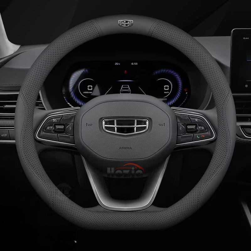 Leather Car Steering Wheel Cover for Geely Emgrand 2024 2025 2026 D type Interior Accessories
