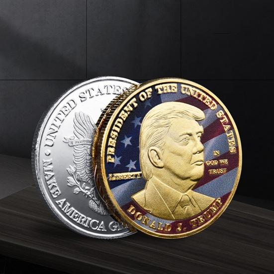 1/2Pcs Commemorative Coin Unique Exquisite Workmanship Trump Commemorative Coin for Home Decorations
