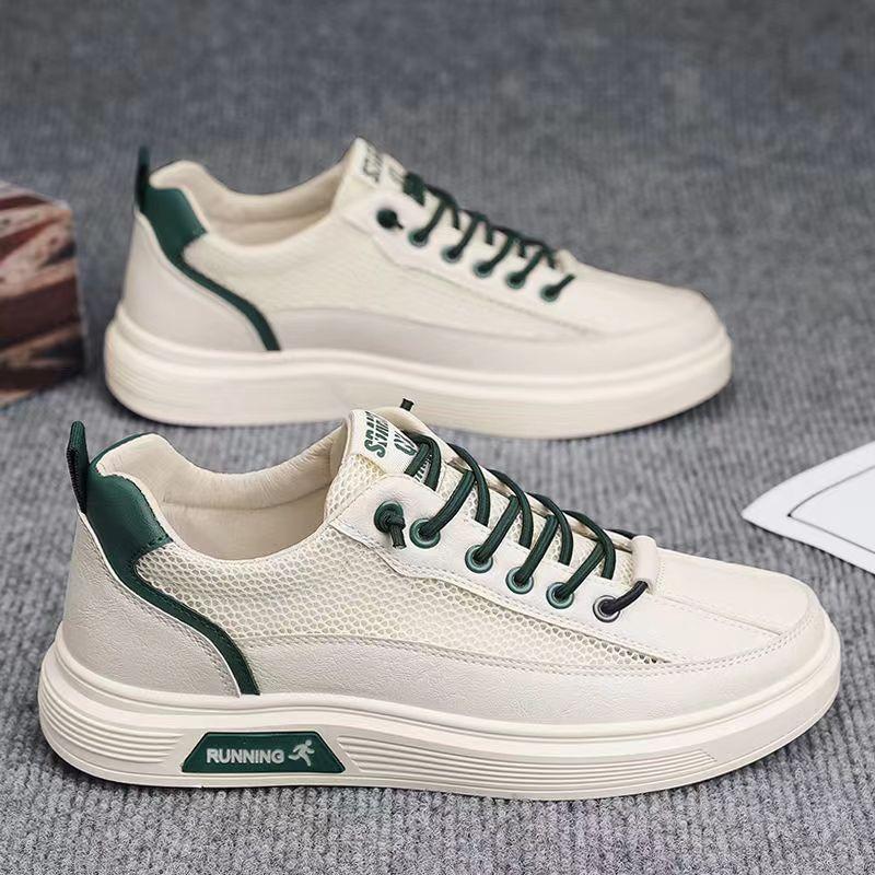 Summer 2024 New Breathable Mesh Men's Lace-up Shoes Comfortable Casual Sports Fashion White Shoes Sneakers Running Shoes Men