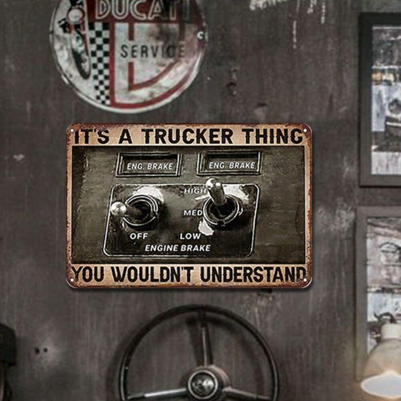 

Vintage Metal Tin Sign Truck 30x20 inch Retro Wall Art for Garage Bar