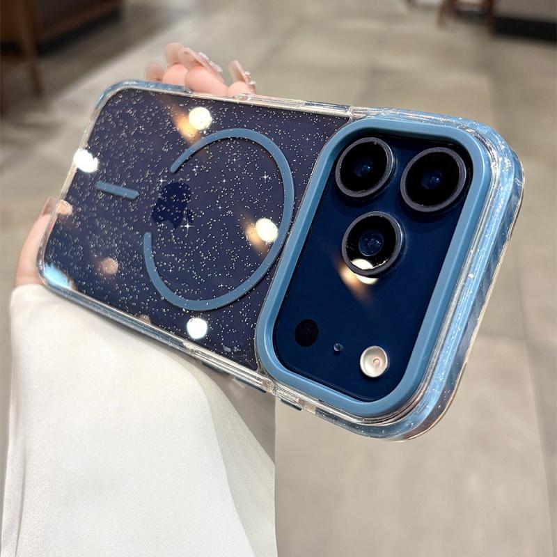 Luxury Bling Glitter For Magsafe Magnetic Clear Case For iPhone 16 17 Pro Max 15 14 Plus 13 12 Wireless Charge Shockproof Cover