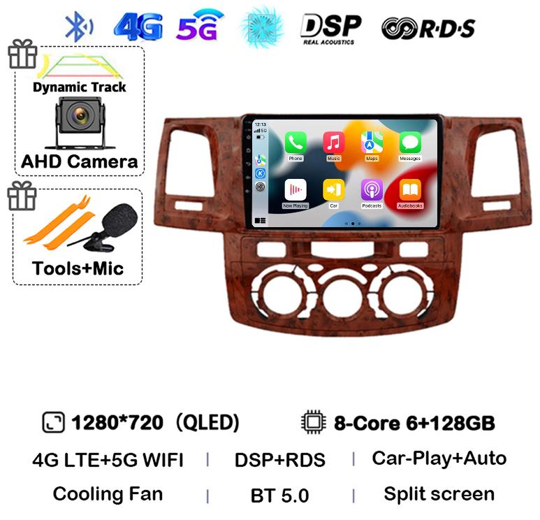Android 14 Carplay Auto WIFI+4G Radio For Toyota Fortuner HILUX Revo Vigo 2007-2015 Stereo Car Multimedia Video Player GPS QLED
