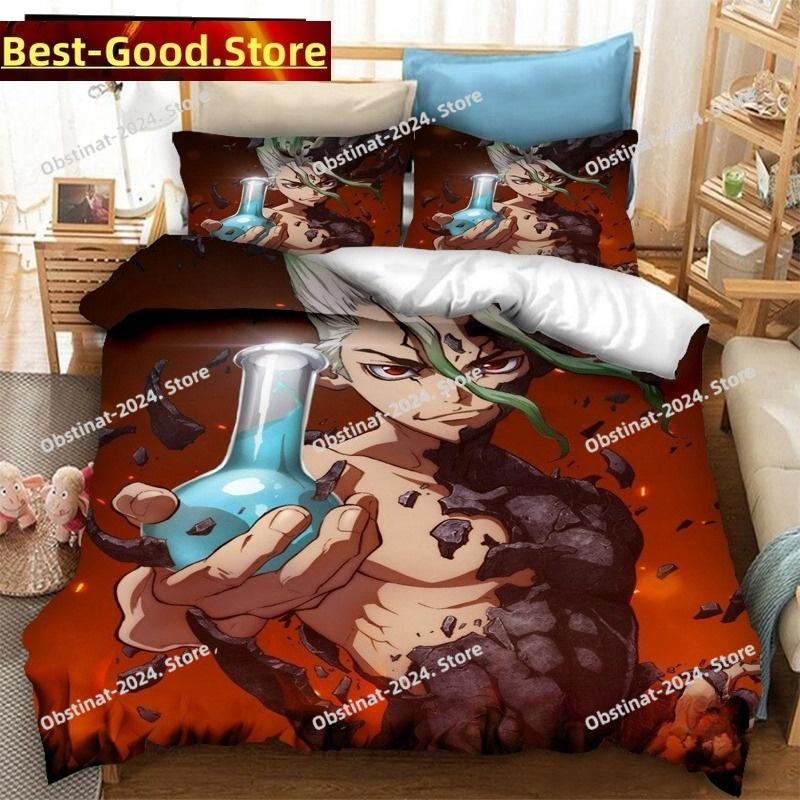 New Anime Dr.STONE 3D Print Bedding Set Duvet Covers Pillowcases 3 Piece Comforter Bedding Sets Bedclothes Duvet cover Sets