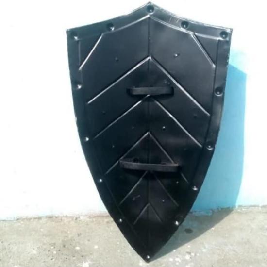 Medieval Leaf Pointed Shield ~ Larp Reenactment Cosplay Black Heater Shield