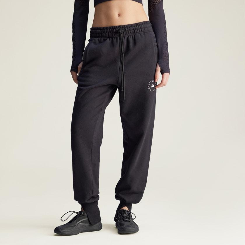 Adidas X Stella McCartney Collaboration McCartney Splitcuff Casual Soft Comfortable Solid High Waist Knitted Sweatpants Women Bottoms Black IW9852