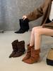 Aneikeh 2026 Winter Fashion Thin Low Heel Pointed Toe Women Ankle Boots Ladies SHort Modern Shoes Party Pumps Botas Mujer