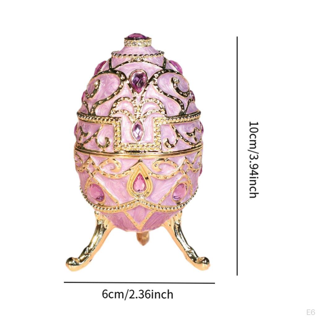 Enameled Jewelry Box Display Ornament Easter Decor Egg Style for Pendants