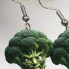 1 Pair Hook Earrings Abstract Vegetable Cartoon Design Angry Broccoli Shape Lightweight 2D Acrylic Drop Earrings Jewelry Gift