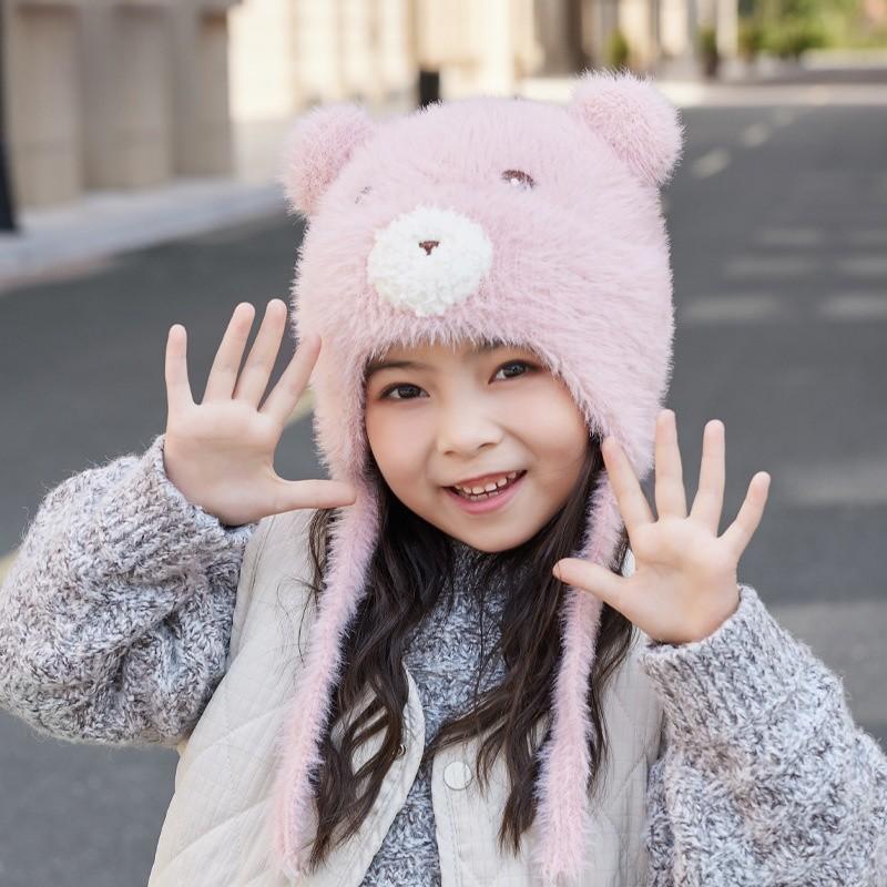 Childrens Cute Animal Pattern Knit Cap With Windproof Features For Winter Activities
