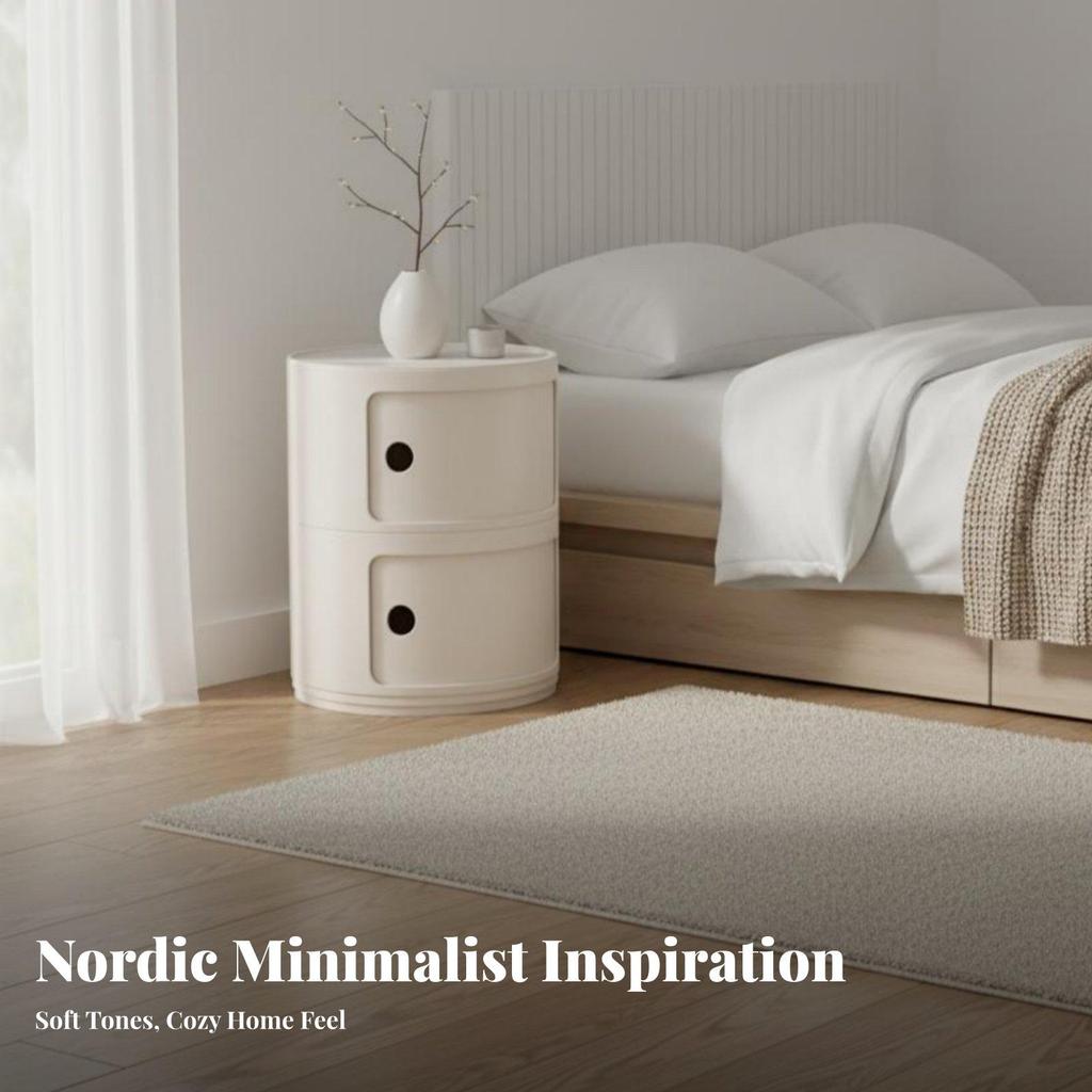 Rundes Modulschrank Nordisches Design Nachttisch Kompakte Größe Zylindrischer Nachttisch für