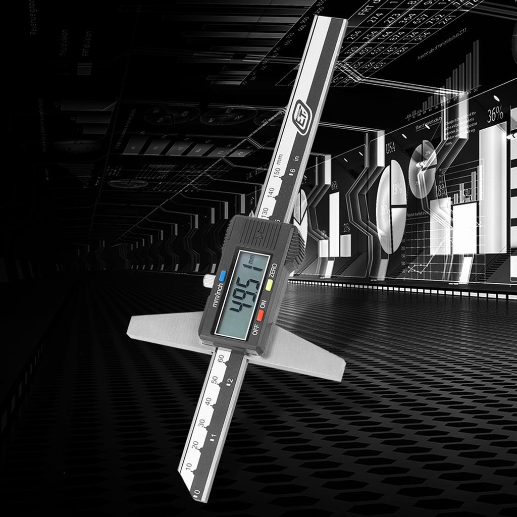 Electronic Vernier High Accuracy Stainless Steel Digital Depth Vernier Caliper Gauge Measuring Tool 0-150mm 0.01mm