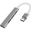 Portable USB Hub with Data Compatible with and Other USB Devices Ultra-Slim 4-in-1 3.0 High-Speed Transfer, Gray, MacBooks, Chromebooks, Keyboards,
