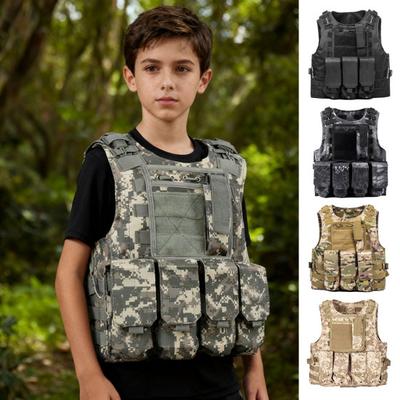 Kids Adults Tactical Vest Adjustable Training Protective Vest Multi-Pocket Combat Vest for Hunting Outdoor Airsoft Paintball Game Cosplay