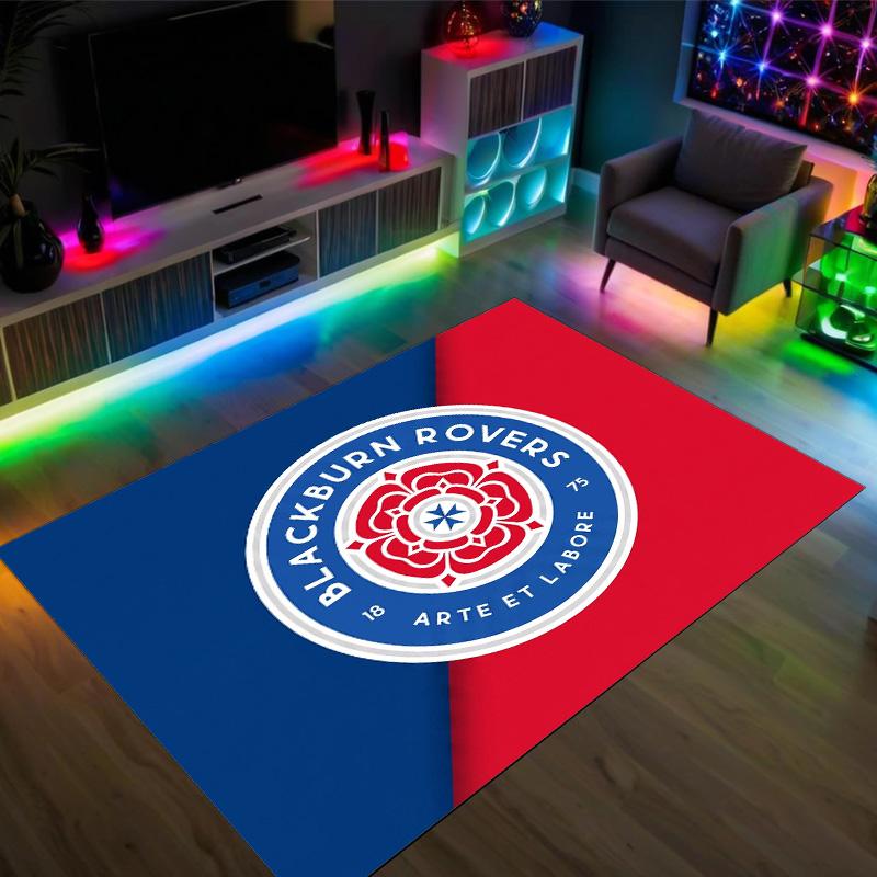 Blackburn Rovers Football Design Crystal Velvet Carpet Cozy Non?Slip Printed Rug For Bedroom Living Room Entrance