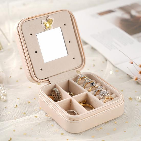 

Jewelry Case Zipper Closure Long-lasting Compartment Design Large Capacity Jewelry Box for Dorm