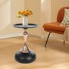 Round Side Table, Modern Metal Pedestal Table Corner Accent Tables Fluted Circle Decorative Drink Martini Table for Living Room