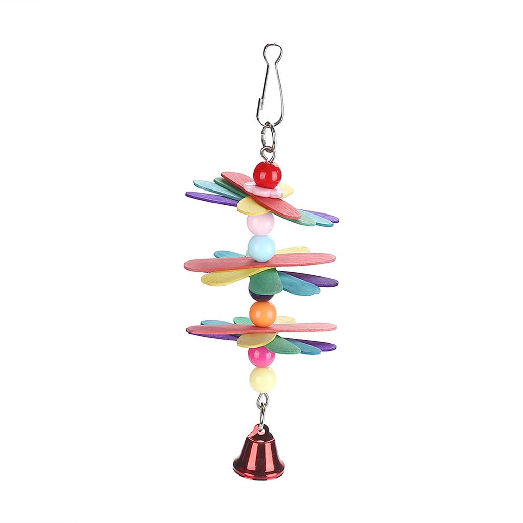 Pet Bird Parrot Colorful Beads Bell Toys Chewing Swing Cage Accessory