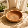 Handwoven Rattan Storage Basket Handmade Round Open Rustic for