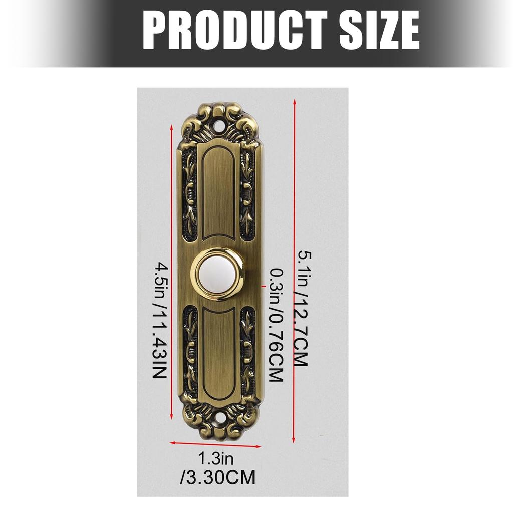 Oversized Weatherproof Doorbell Switches Solid Brasses Constant LED Light Easyly Installation For Home Front Door