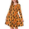 Girls' Summer Princess Dress Halloween Day- Long Sleeve A-Line T-Shirt Dress