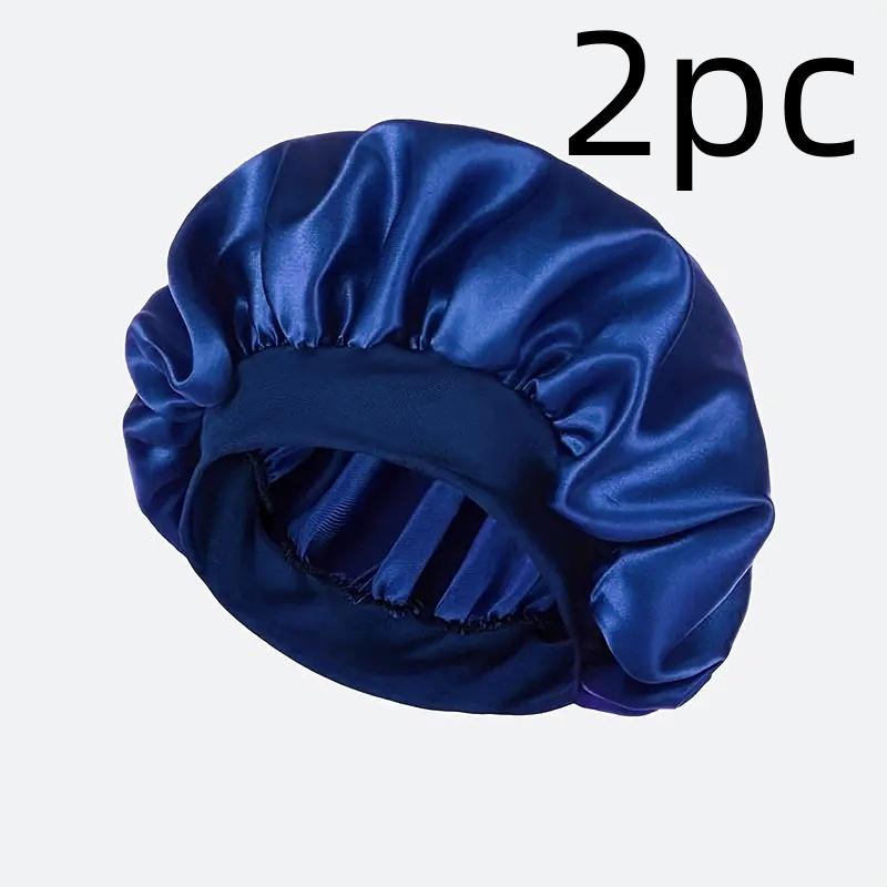 Luxurious Satin Sleep Cap Soft Wide Brim Nightcap Unisex Night Sleeping Bonnet with Wide Elastic Band Bath Hat For All Hair Type